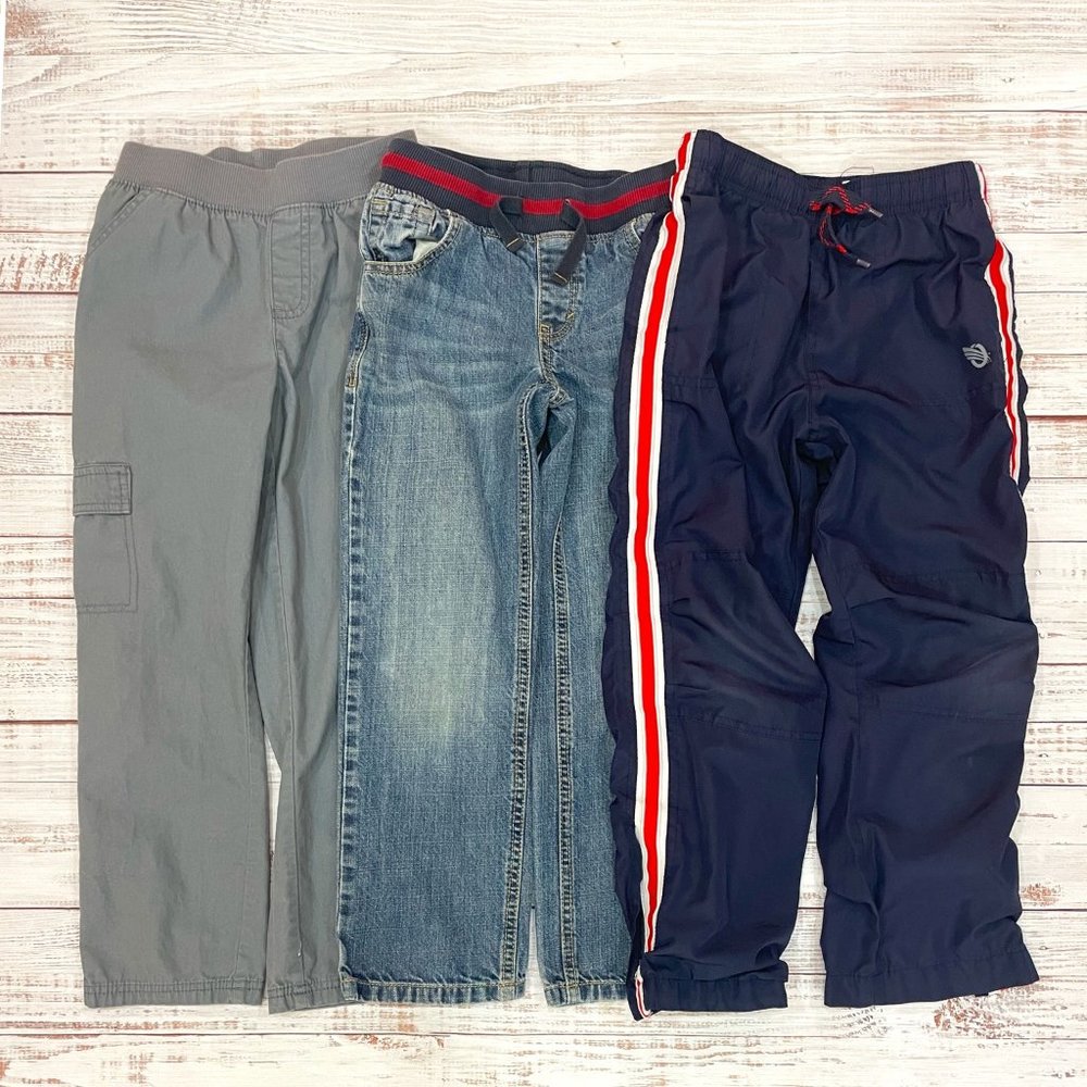 Boys Bottoms Bundle - Jeans/Khakis/Windbreaker Pant Set